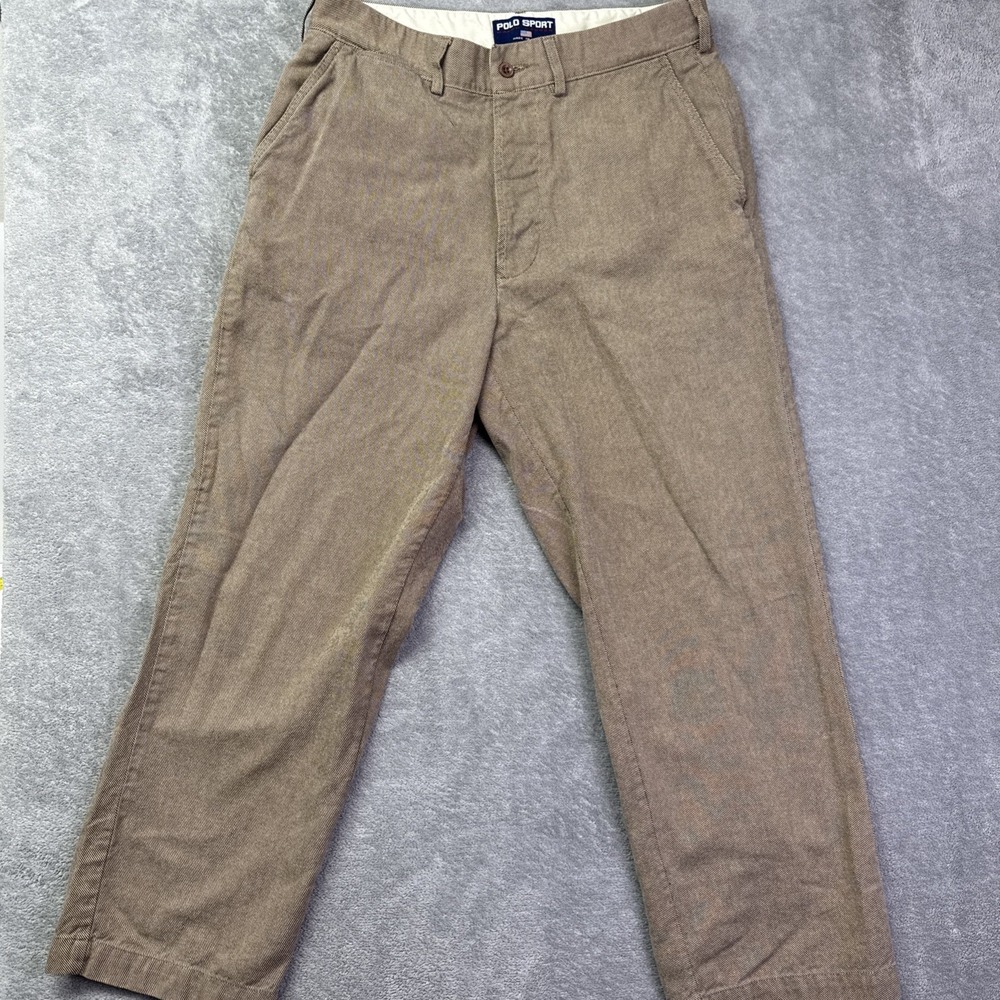 Vtg Polo Sport Ralph Lauren Pants Mens Size 34Cotton Beige Made In USA‎